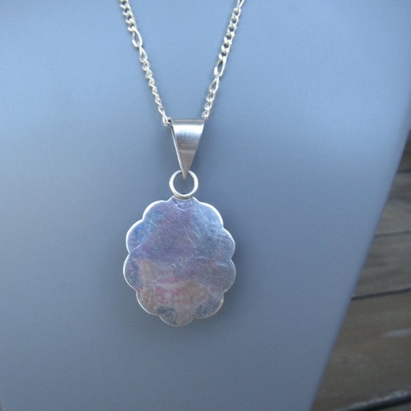 Gorgeous Mexican Large Sterling Silver Jade Pendant Necklace Marked Mexico 925 - Picture 4 of 10